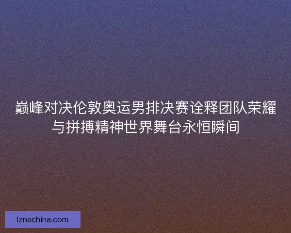 巅峰对决伦敦奥运男排决赛诠释团队荣耀与拼搏精神世界舞台永恒瞬间